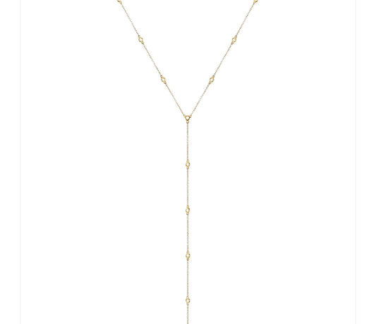 Bezel CZ Lariat Necklace