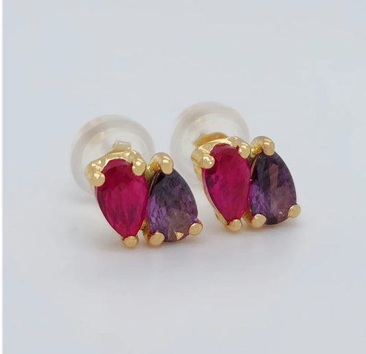 18K Red Doble Pear Earrings