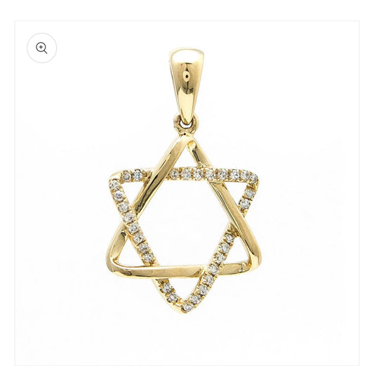 14K Star Of David Diamond Pendant