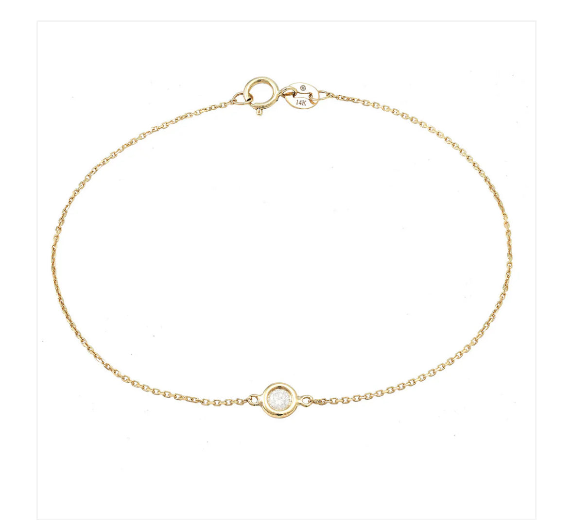 14K and Diamond Yellow Gold Round Bezel Bracelet