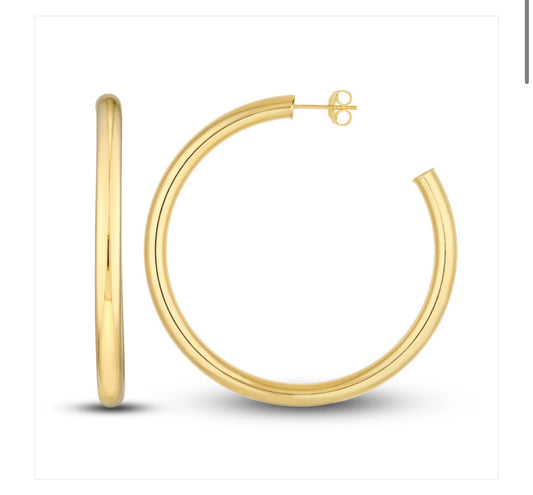 Open Hoop Earrings 14K Yellow Gold