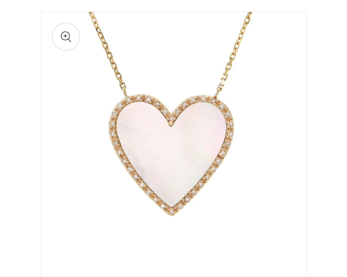 14K Diamond Heart With Mother Of Pearl Necklace