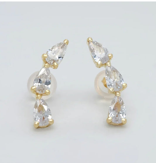 18K Triple Pear Earrings