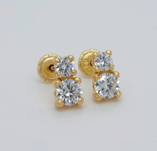 18K Doble Stone Earrings