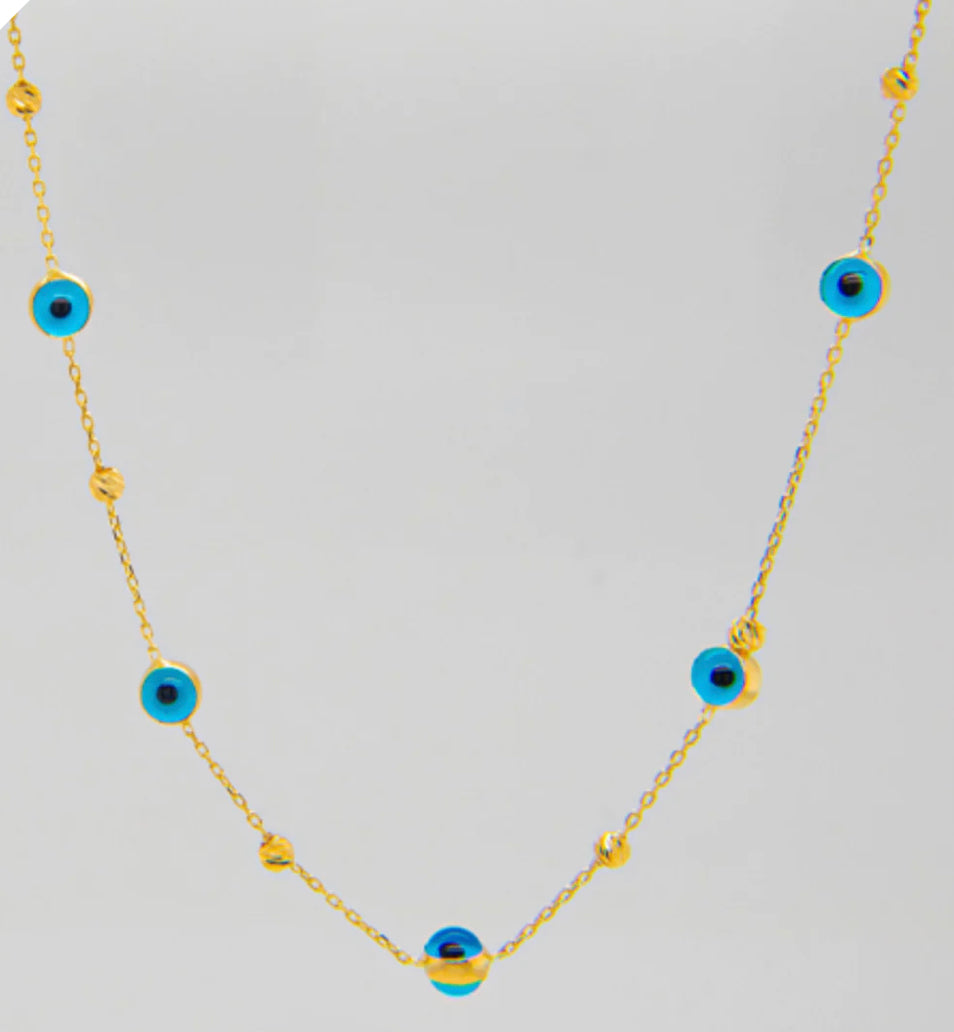 Ojos Azules + Oro Balls Necklace