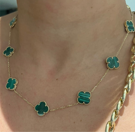 Green full clover necklace